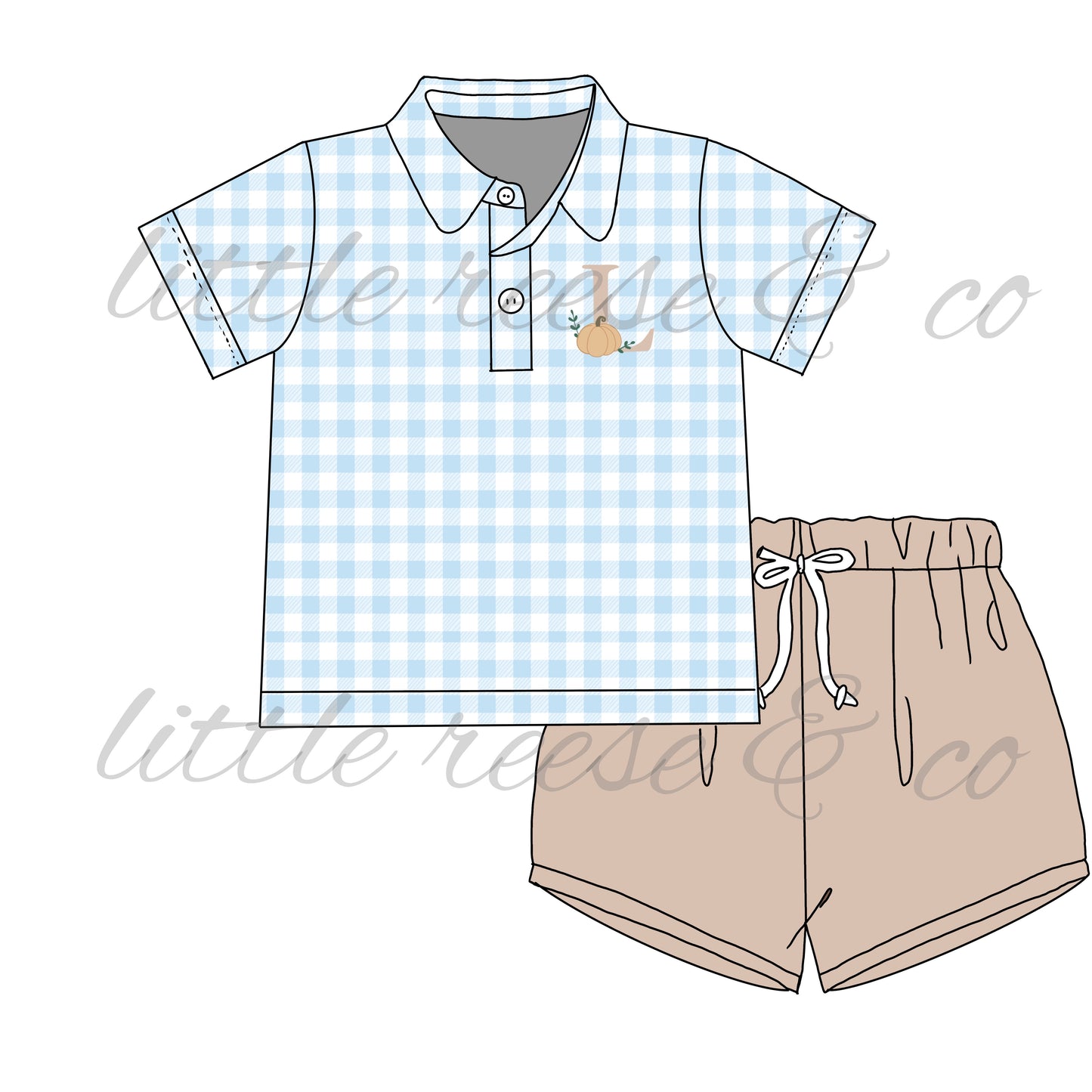 Boys Pumpkin Embroidery Short Set- ETA October