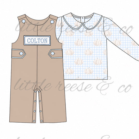 Boys Fall Pumpkin Name Smock- ETA October