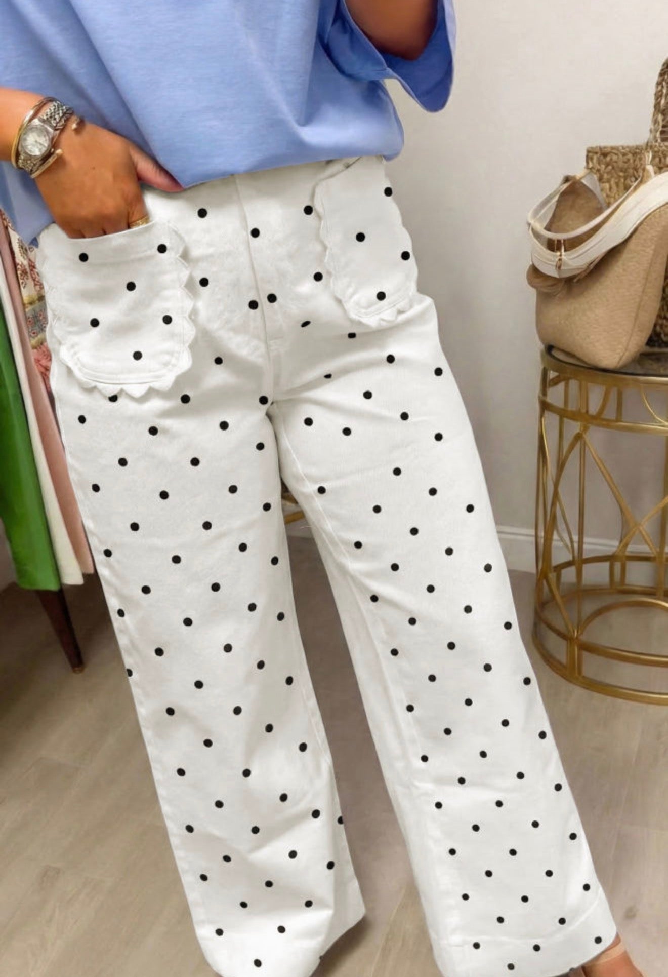 Polka Dot Ruffle Jeans