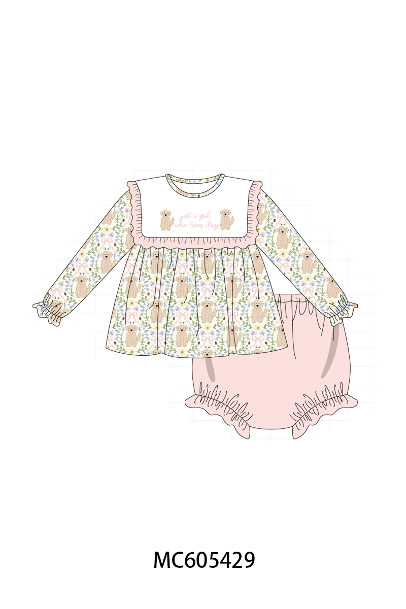 PO93 Pink&blue puppy embroidery collection