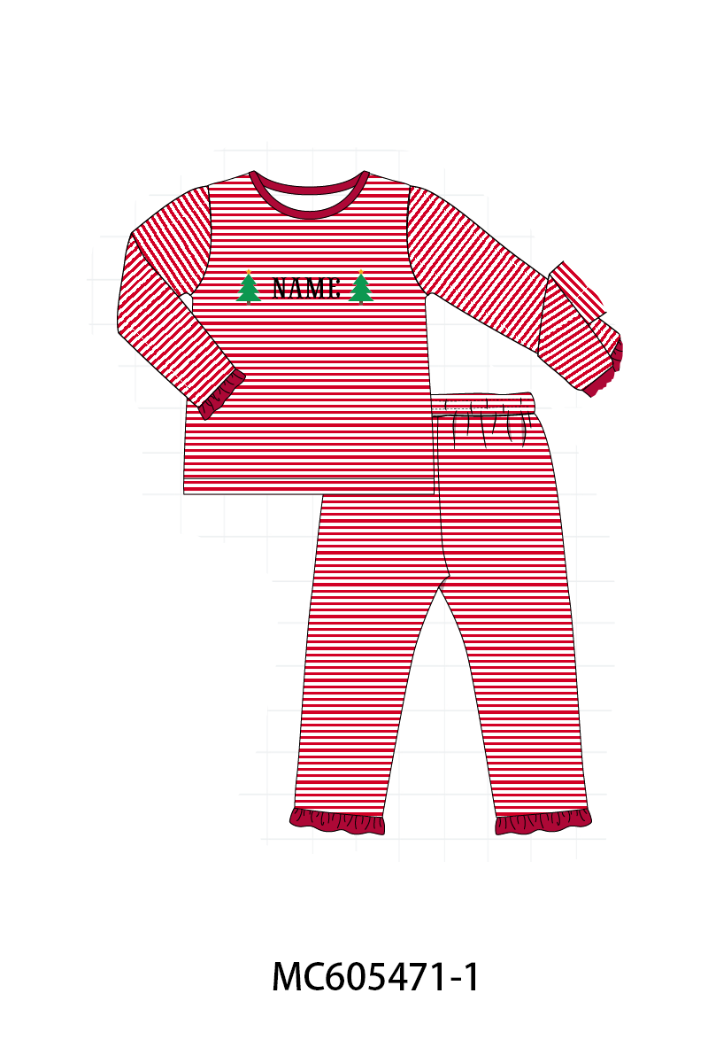 PO93 Christmas stripe tree santa monogram embroidery collection