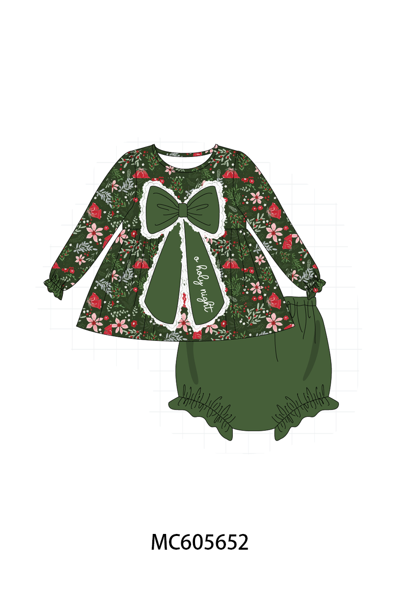 PO93 Green floral print bow collection