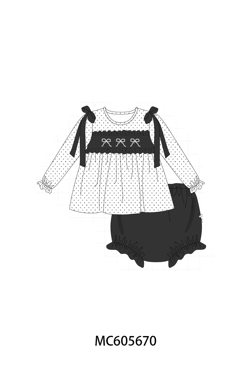 PO93 White bow pearl stich dot collection