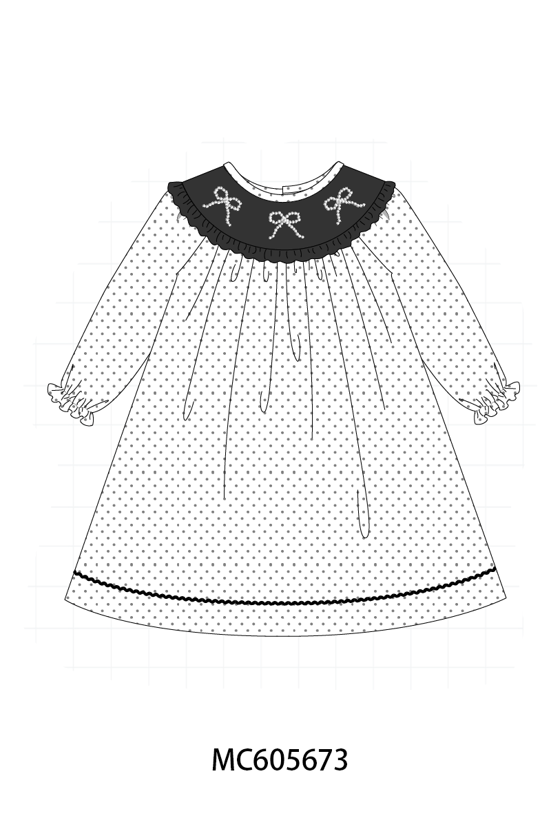 PO93 White bow pearl stich dot collection