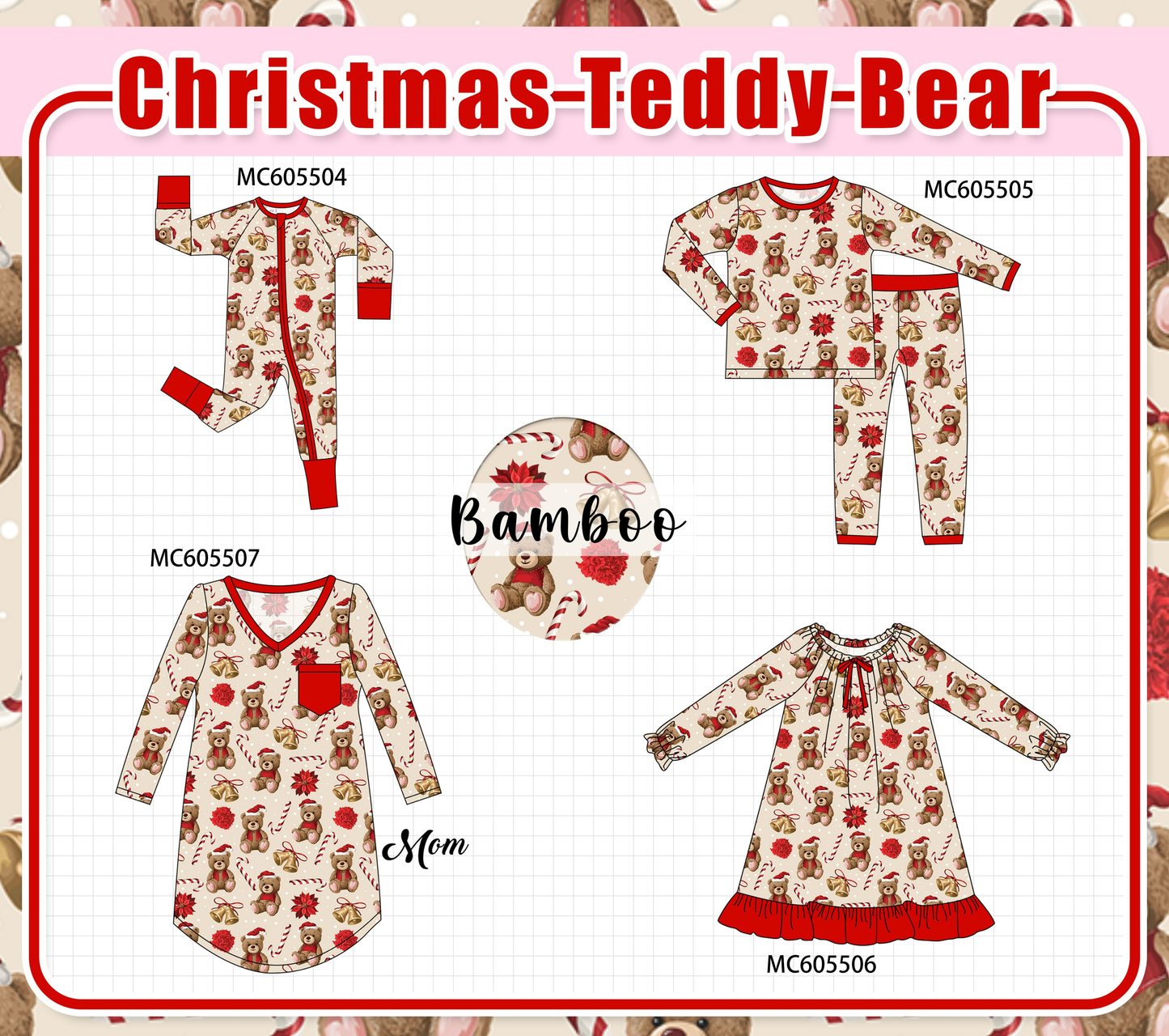 PO93 Red christmas teddy bear bamboo collection
